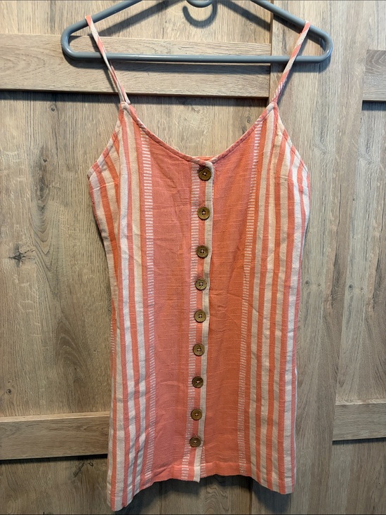 Rip Curl Dresses & Skirts - Rip Curl Coral Pink Striped Button-Front Cami